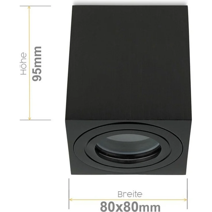 Sweet LED Aufbauleuchte 4er Set GU10 für Bad & Küche IP44 Deckenspots eckig schwarz 230V, spritzwassergeschützt, ohne Leuchtmittel, Aufbaustrahler LED, Aufbauspot, Deckenleuchte – Bild 2