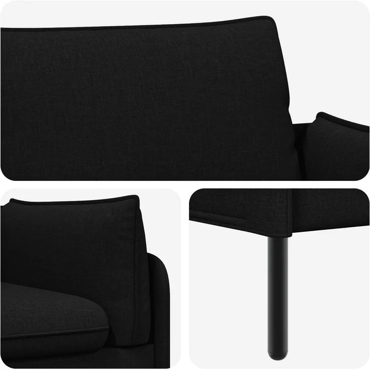 vidaXL 3-Sitzer-Sofa Schwarz 222 x 81 x 89 cm Stoff 42048631 – Bild 6