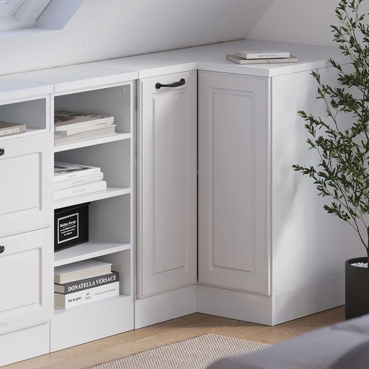 Dachschrägenschrank Eckschrank Rion Weiß Landhaus 75.6 x 81.6 cm mit 1 Tür, Schrankkorpus 60 cm Tiefe Vicco – Bild 6