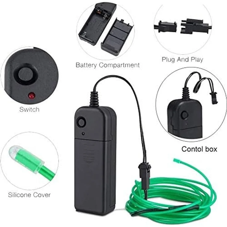 ABC EL-Lichterkette, 5er-Set, 9 Fuß, mit Batteriepack – Bild 4