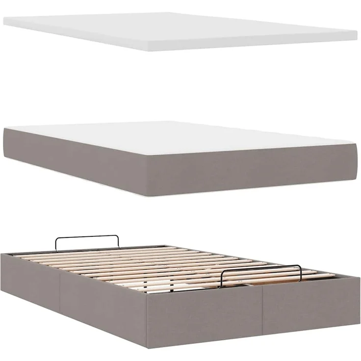 vidaXL Ottoman-Bett mit Matratze Taupe 120x200 cm Stoff 3311536 – Bild 6