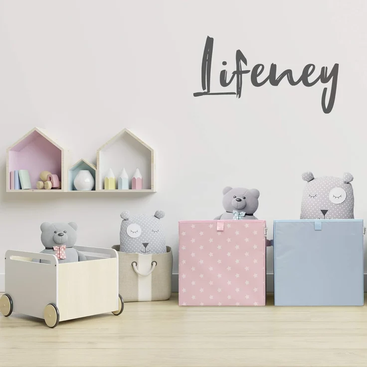 LIFENEY Aufbewahrungsbox einfarbig Hellgrau I Spielzeugbox passend für Würfelregale I Ordnungsbox für das Kinderzimmer I Aufbewahrungskorb als Accessoire für dein Zuhause | 33x33x33 cm – Bild 4