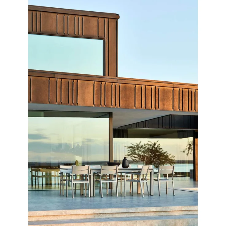 Gartenesstisch Lomma aus Aluminium, modern ausziehbar, Taupe, für 8-10 Personen – Bild 2