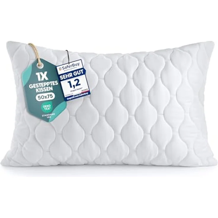 Utopia Bedding Kopfkissen 50x75 cm, gesteppte Mikrofaser-Polsterung, atmungsaktiv und weich – Bild 1