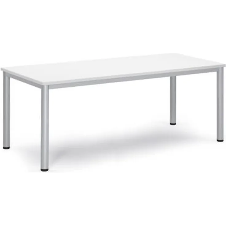 Soennecken Besprechungstisch 180x80x72cm Gestell silber Platte weiß