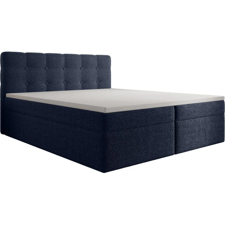 thematys Boxbett Luxus mit Bettkasten 200x200cm, mit Bonnellfederkernmatratze H3, Bouclé/Velours, mit Stauraum, mit 3 cm Topper, Blau (Frotte 12), Art.-Nr. S0WGG0AND6M – Bild 2