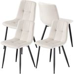 VASAGLE Küchenstühle gepolstert, Esszimmerstühle Samt, moderner Sessel mit verstellbaren Füßen, für Wohnzimmer, 4er Set, beige