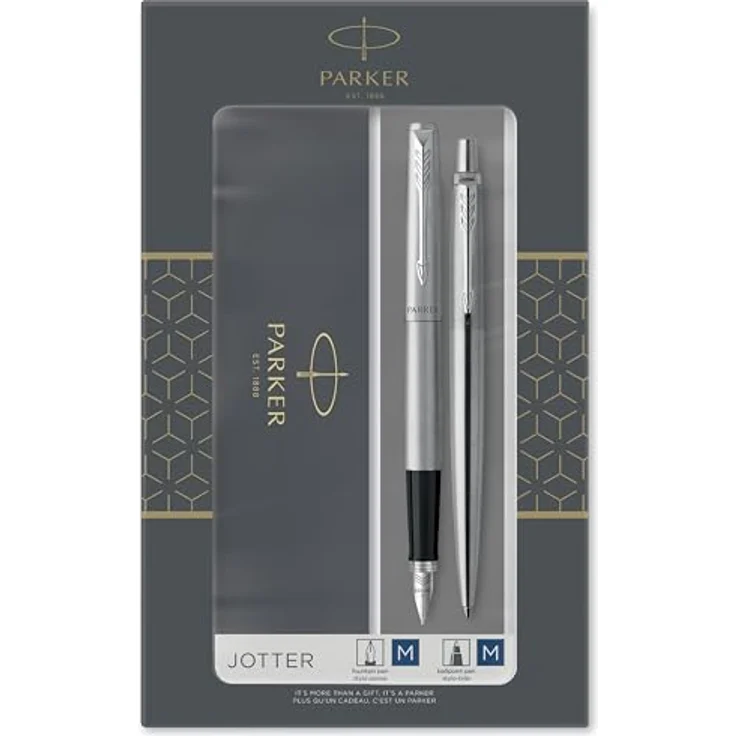PARKER Füller & Kugelschreiber DuoSet Jotter Edelstahl C.C. Geschenkbox – Bild 2