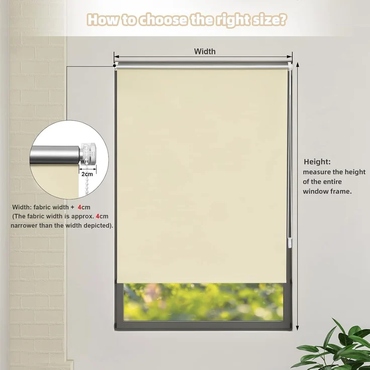 WOLTU Verdunklungsrollo ohne Bohren Beige 70x160 cm (BxH), Thermorollo Klemmfix Fensterrollo Seitenzugrollo easyfix Verdunkelung Rollos Sichtschutz und Sonnenchutz, Klemmrollo für Fenster & Tür – Bild 5