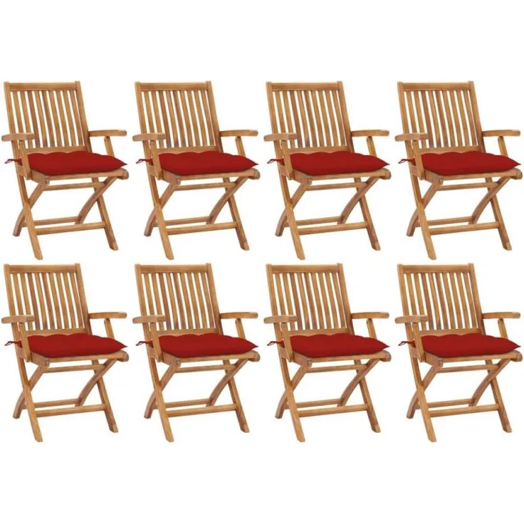 Klappbare Gartenstühle mit Kissen 8 Stk. Massivholz Teak