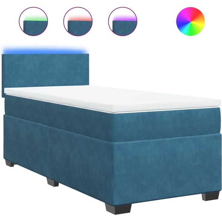vidaXL Boxspringbett mit Matratze Blau 90x200 cm Samt 3288508 – Bild 2