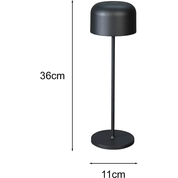 Akku Tischleuchte LILLE per USB aufladbar, Schwarz Höhe 36cm – Bild 4