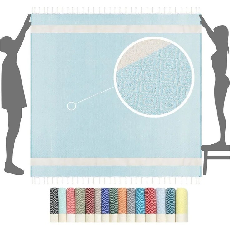 furora HOLIDAY Strandtuch XXL groß 200x200 cm Strand Tuch, aus Baumwolle, Stranddecke, Vielseitig, schöne Farben, hochwertige Verarbeitung – Bild 2