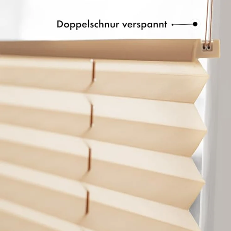 Sonello Plissee Klemmfix 100cm x 200cm, Beige, Faltrollo ohne Bohren, blickdicht, Sicht- und Sonnenschutz für Tür & Fenster – Bild 3