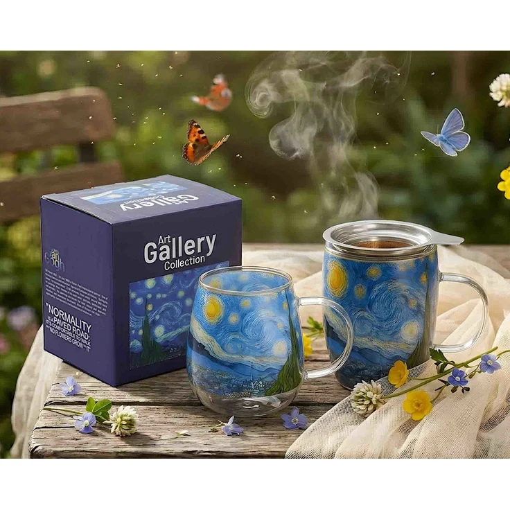 DUO ART GALLERY Glasbecher 530 ml STARRY NIGHT inspired by Van Gogh, Kristallglas – Bild 6