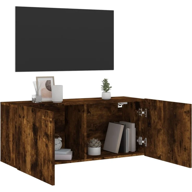 TV-Wandschrank, Fernsehschrank Räuchereiche 100 x 30 x 41 cm – Bild 4