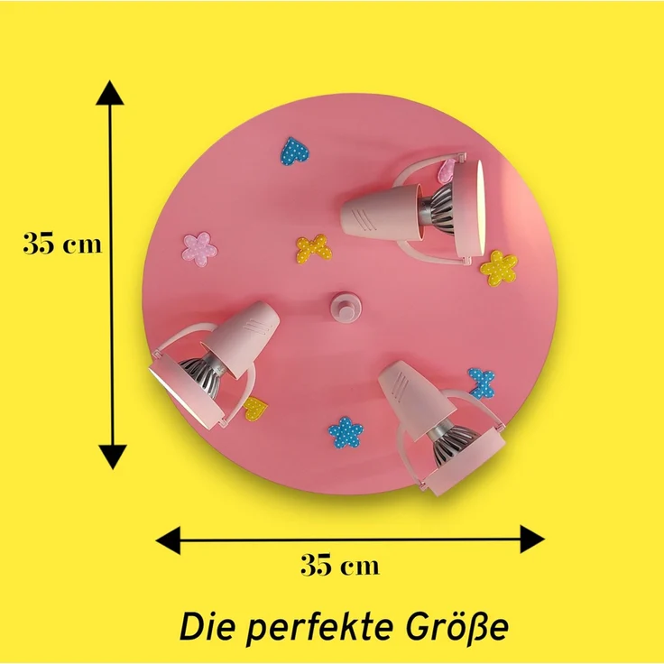 Coole Deckenlampe Natur Motive für Kinderzimmer 3 flammig schwenkbar Rosa Ø 35cm – Bild 3