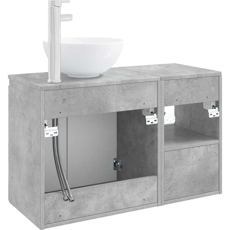 vidaXL Badezimmerschrank-Set 2 stk. Betongrau 79,5 x 41 x 80 cm 3404037 – Bild 6
