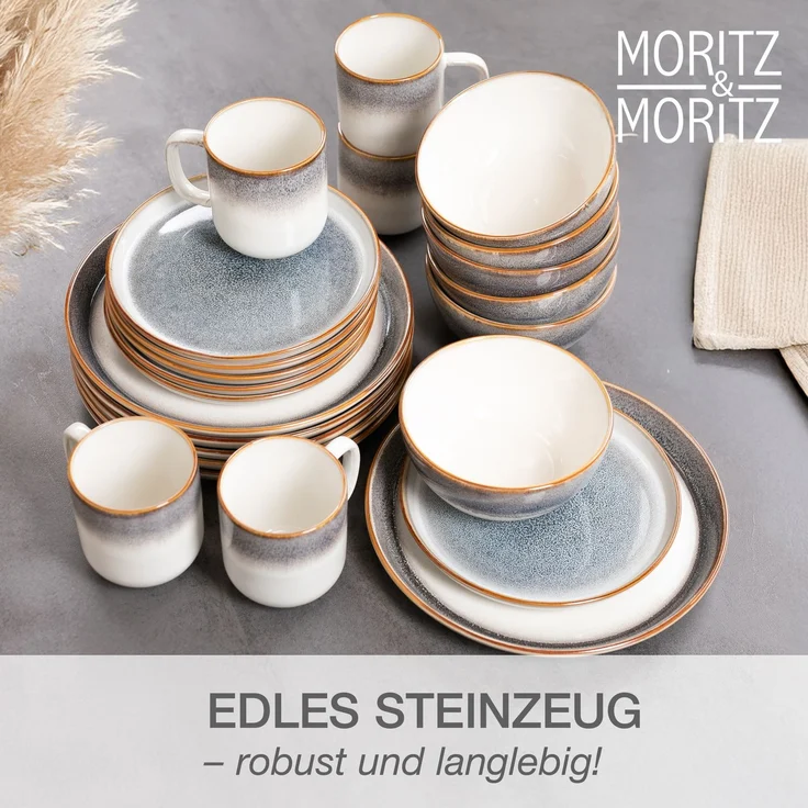 Moritz & Moritz TARENTO grau Geschirrset 24 tlg. – Bild 5