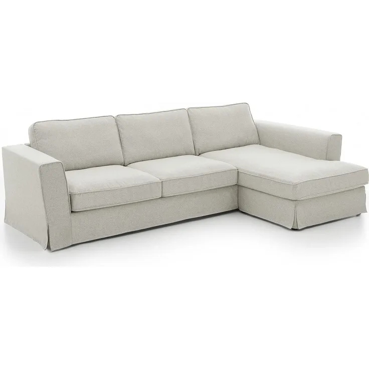 ATLANTIC home collection Polsterecke im Landhausstil Vintage, Ecke Rechts, 286/131/84 cm, Hellgrau