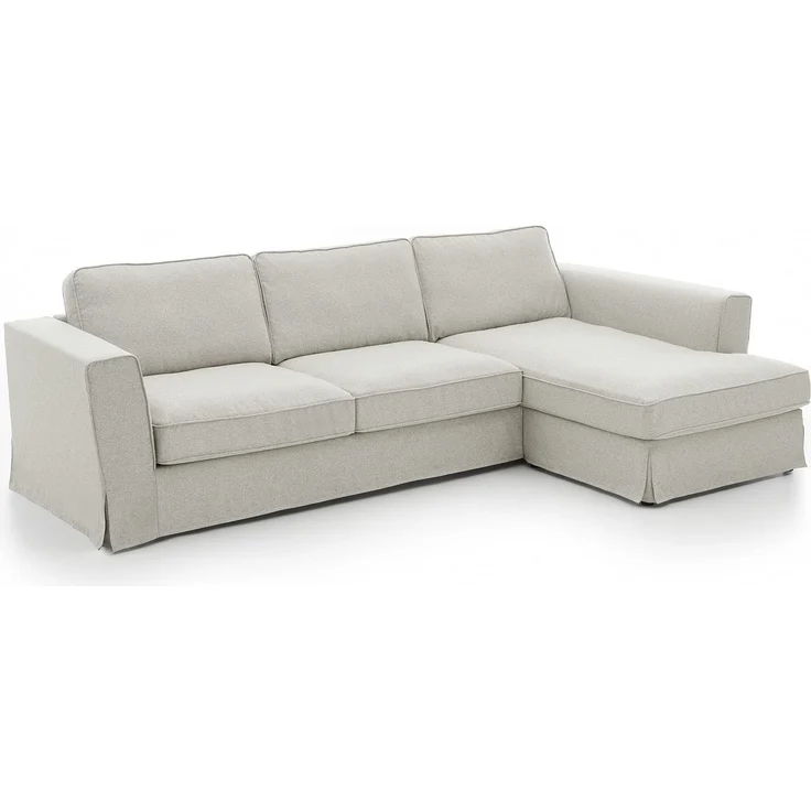 ATLANTIC home collection Polsterecke im Landhausstil Vintage, Ecke Rechts, 286/131/84 cm, Hellgrau