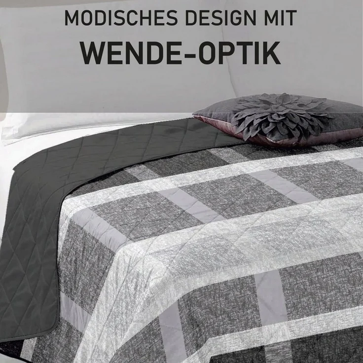 Bestlivings Tagesdecke Home & Living, Tagesdecke 220x240 cm (Anthrazit) gesteppte Decke - Steppdecke – Bild 2