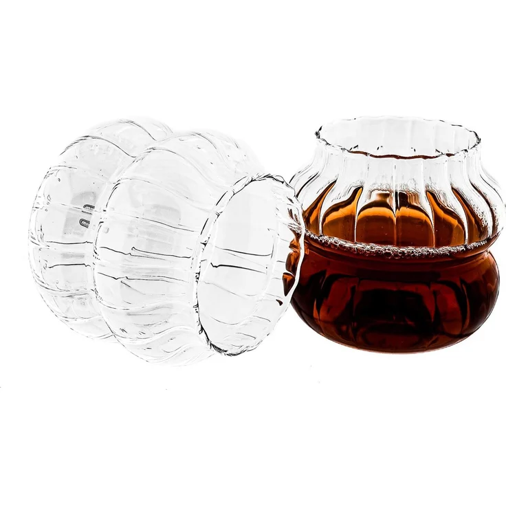 2er Gläser-Set aus Borosilikatglas mit Bubble-Riffle-Design Hitzebeständig 350 ml – Bild 1