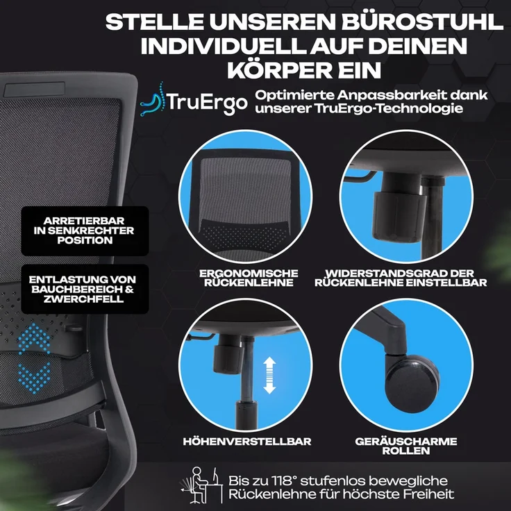 VALKENSTOL M2 Essential - Bürostuhl Ergonomisch Testsieger - 5 Jahre Garantie - Schreibtischstuhl ohne Armlehnen ohne Kopfstütze - Computerstuhl – Bild 10