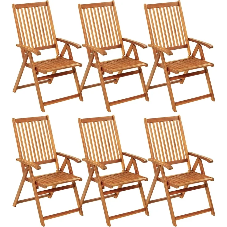 vidaXL Klappbare Gartenstühle 6 Stk. mit Auflagen Massivholz Akazie 3064126