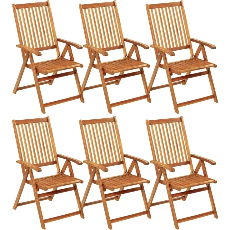 vidaXL Klappbare Gartenstühle 6 Stk. mit Auflagen Massivholz Akazie 3064126 – Bild 1