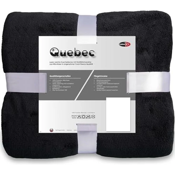 Wohndecke Quebec Kuscheldecke Tagesdecke Fleece weich 150x200cm schwarz, CelinaTex, allergikergeeignet,bügelfrei,flauschig,kuschelweich,mollig warm – Bild 3