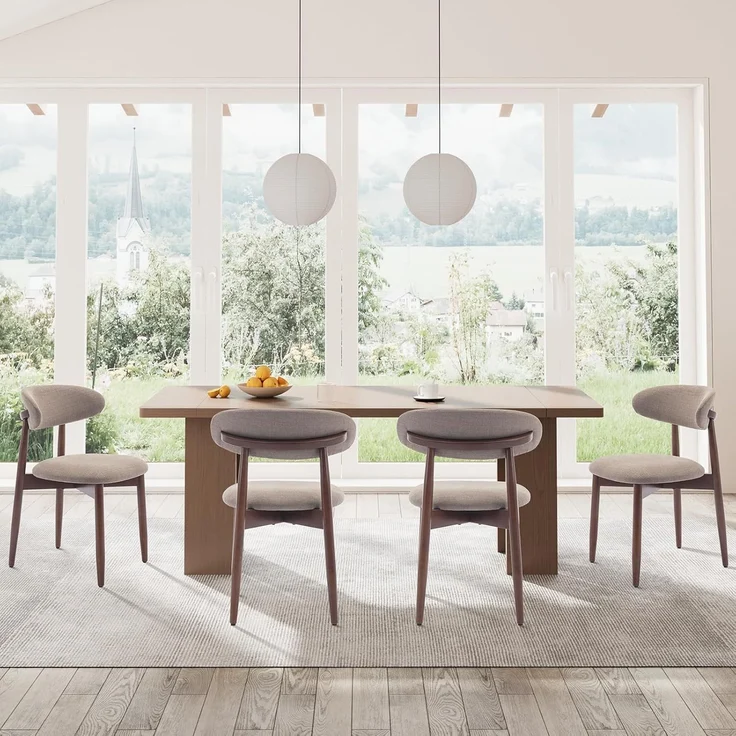 COLAMY Esszimmerstühle 4er Set, Polsternder Stühle Esszimmer mit Rückenlehne, Moderne Küchenstühle Gepolstert, Stoff Dining Chairs mit Back und Holzbeinen für Esszimmer, Küche, Restaurant, Kamel – Bild 2