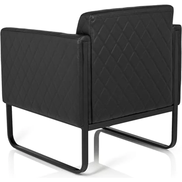 hjh OFFICE Loungesessel 1-Sitzer Aruba Black Kunstleder Polstersessel modern mit Stahlgestell, 78 x 67 x 71 cm, Schwarz – Bild 6