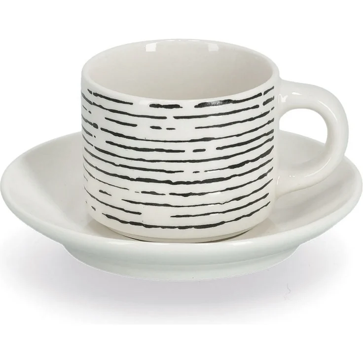 ZELLER 26537 Espresso-Set SCHWARZ/WEISS, 8-tlg, Porzellan – Bild 4