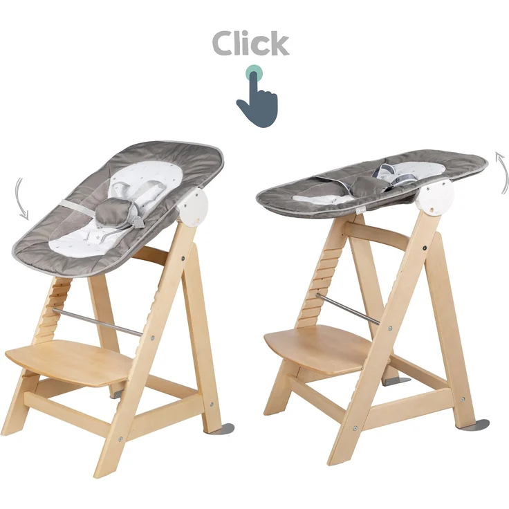 roba Treppenhochstuhl 'Born Up' - Set 2 in 1 - 'Sternenzauber' - mit Liegefunktion - ab Geburt - Natur – Bild 8