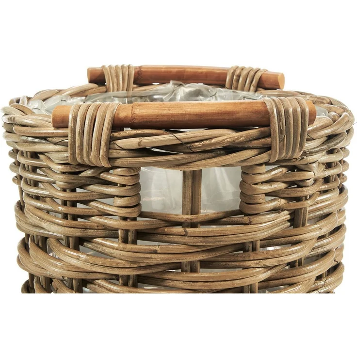 Kobolo Pflanzkübel Pflanzkorb Rattan rund mit Folie ausgeschlagen S/2 – Bild 3