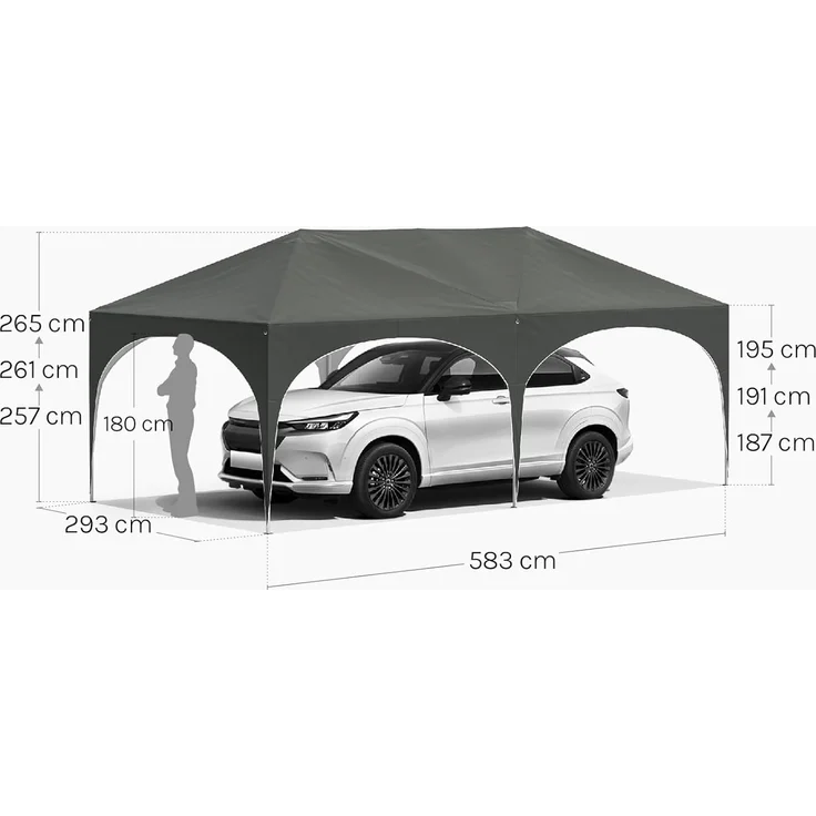 WOLTU Pavillon, Faltpavillon 3x6 m, mit 6 Seitenwänden, Partyzelt wasserabweisend UV-Schutz 50+, höhenverstellbarer Gartenpavillon, mit Tragetasche, für Outdoor Garten Camping Grau – Bild 5