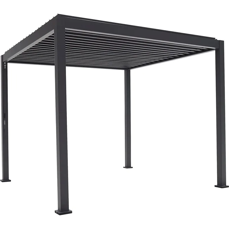 Mirador Pergola 88 Basic 3x3 m, Wasserdichte Pergola mit kippbarem Lamellendach, Farbe Holzkohle Schwarz