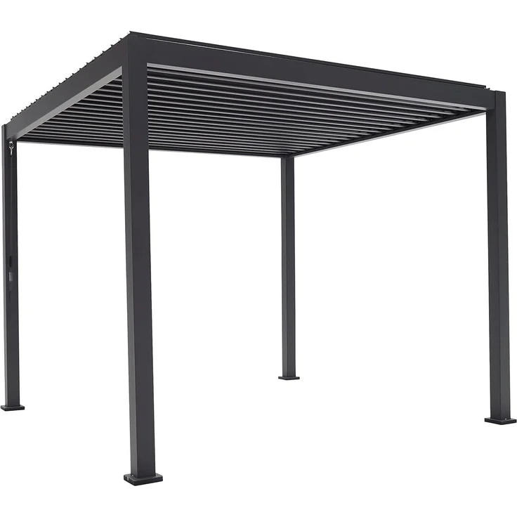 Mirador Pergola 88 Basic 3x3 m, Wasserdichte Pergola mit kippbarem Lamellendach, Farbe Holzkohle Schwarz