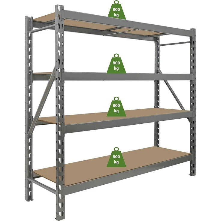 Schwerlastregal Emil 180x190x60 cm 3200 kg aus Stahl Stecksystem 4 Fachböden Pickregal Lagerregal – Bild 1