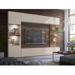 Wohnwand Lazando, mit weißer LED Beleuchtung, Farbe: Cashmere + Cremona Eiche