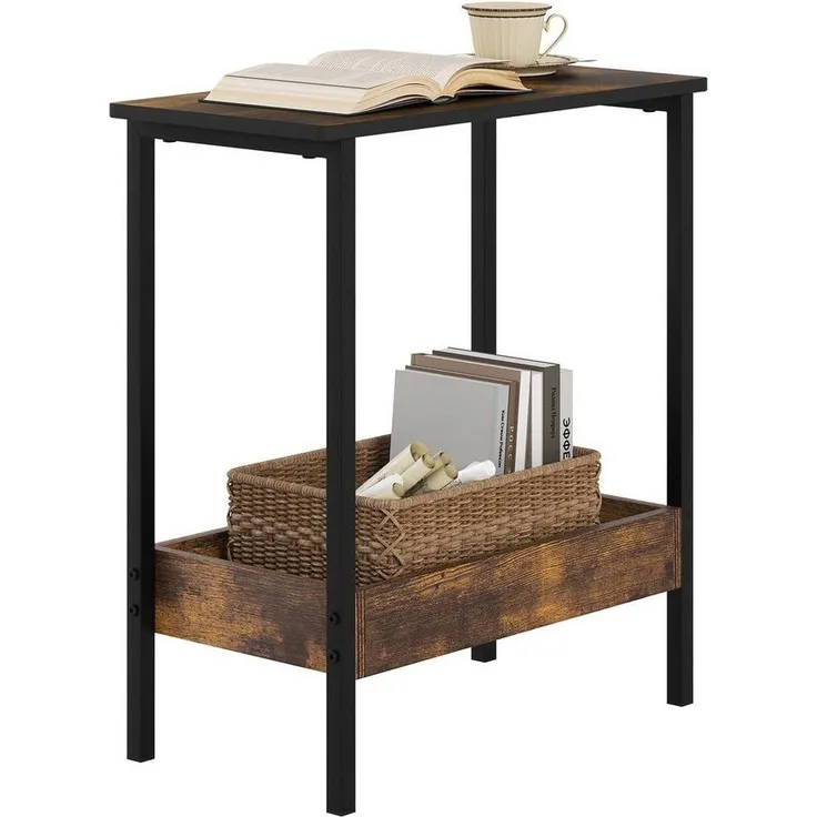 Woltu Beistelltisch (1-St), mit 2 Ablagen, Couchtisch mit Stauraum 50x55x25cm