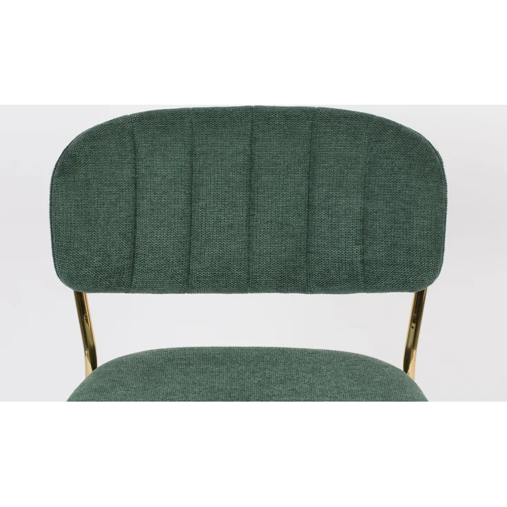 Barhocker Jolien im 2er-Set, Dunkelgrün mit goldenem Metallgestell, gepolstert, Stoffbezug, Sitzhöhe 65 cm – Bild 7