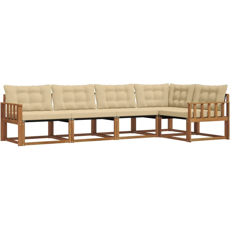 vidaXL Outdoor-Sofagarnitur 5 stk. 5-Sitzer Natur und Beige 3369456 – Bild 2