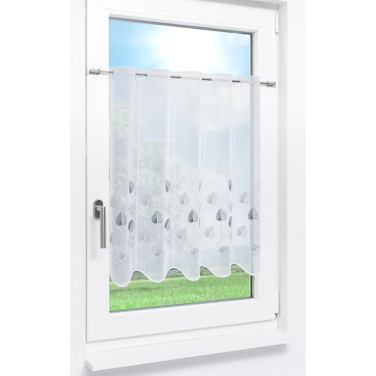 Scheibengardine Lysel - Designblätter (Bx H) 48cm * 70cm Grau/Grau – Bild 2