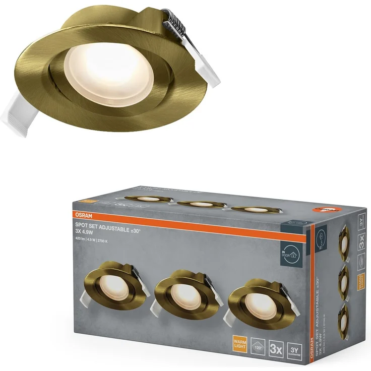 Osram Spot Set LED Einbaustrahler Verstellbar 120° Messing