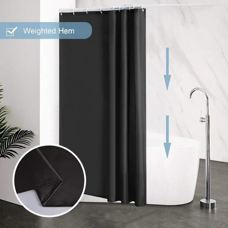 Schmaler Duschvorhang Polyester Stoff Schwarz 150x180 Waschbar – Bild 4
