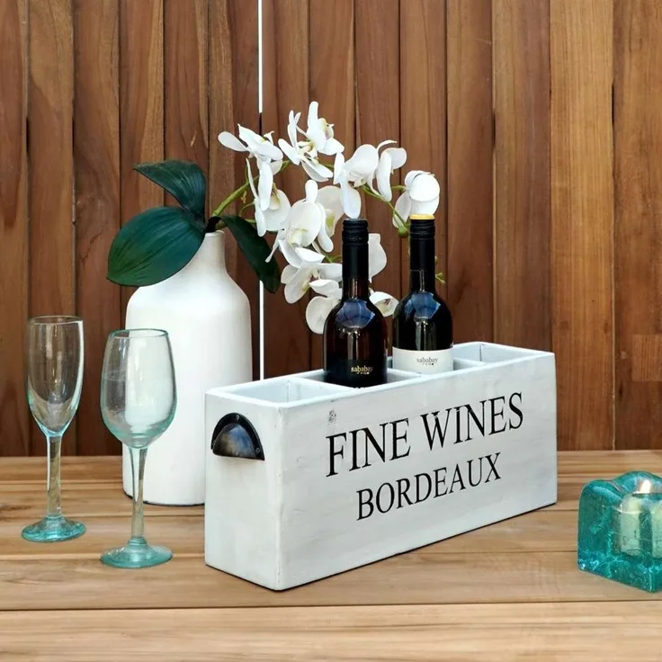 Dekorative Flaschenbox CHATEAU 45cm antik-weiss Mahagony Weinregal Cube Regal
