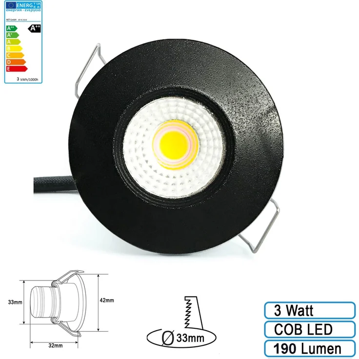 3W Mini LED Einbaustrahler Einbauleuchte klein einbau strahler Spot inkl. Trafo mit Schwarzen Rahme Blau Licht – Bild 3