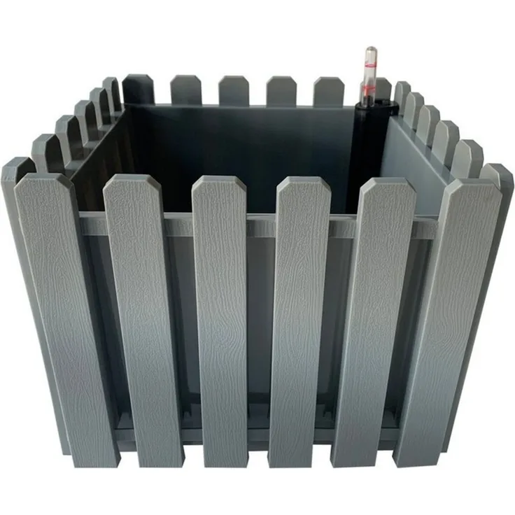 HTI-Living Blumentopf Blumentopf mit Wasserspeicher Nessa eckig grau (Stück, 1 St, 1 Blumentopf), aus Kunststoff mit Wasserstandsanzeiger